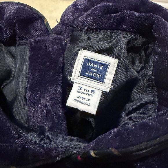 Janie And Jack Bubble Hem Dress Plaid Velvet Christmas Holiday Infant Girls 3-6m - Picture 6 of 7